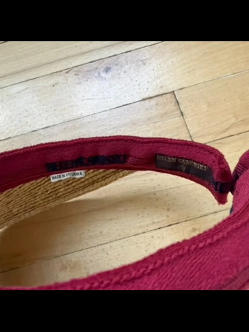 Helen‎ Kaminski Natural Straw Visor with Red Logo Band